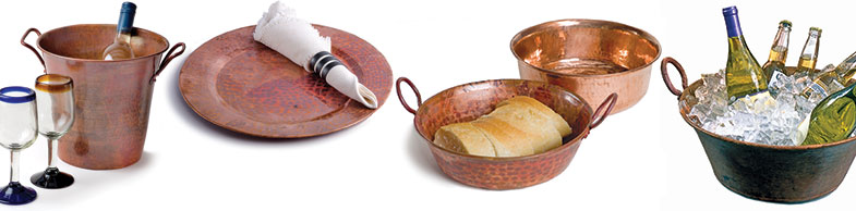 Mexican handmade copper tableware