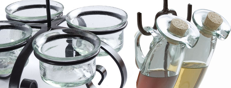 Rustic iron and glass restaurant tableware