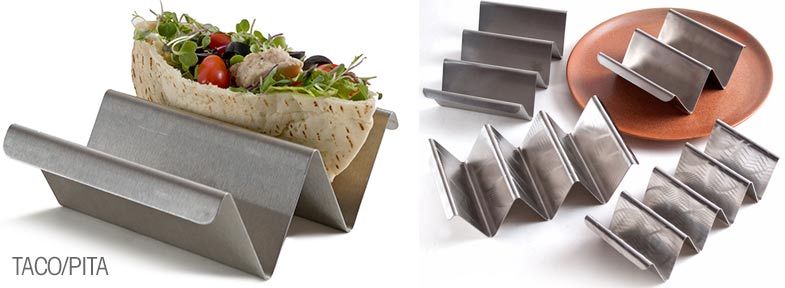 Stainless steel restaurant taco holders