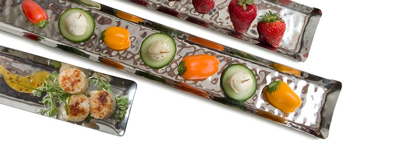 Polished steel serving trays